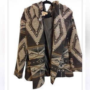 Paris Blues Geometric Brown Hooded Jacket